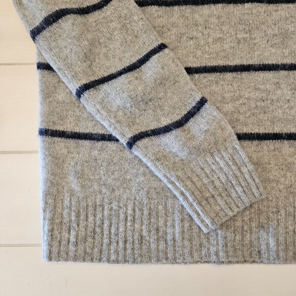 J. Crew Wool Grey and Navy Striped Sweater - Size L - Picture 3 of 8